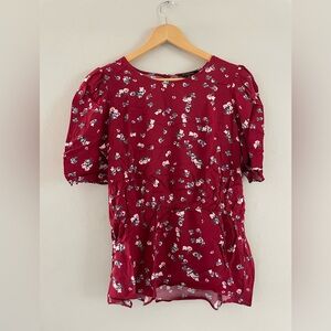 Banana Republic Factory Red & Floral Blouse